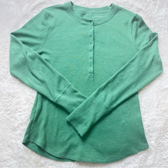 American Eagle Outfitters Green Button Down Shirt M - Picture 4 of 10